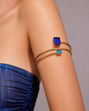 Side view of Virelle Double-Band Zircon Arm Cuff by Zodiglow