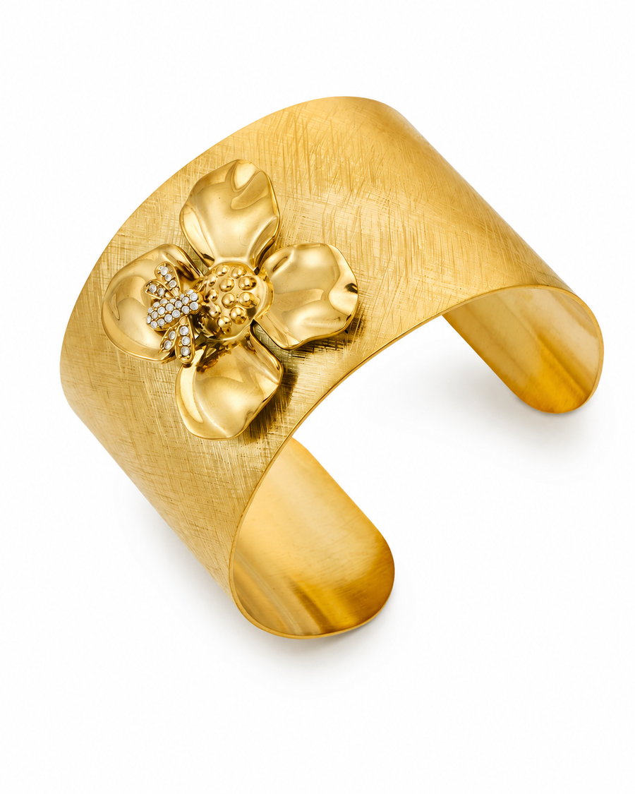 Wide Floral Cuff Bracelet