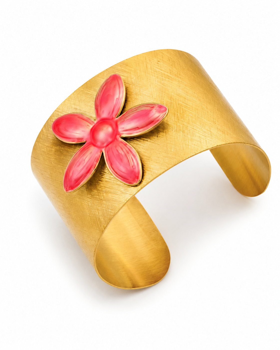 Front view of Wide Floral Cuff Bracelet by Zodiglow
